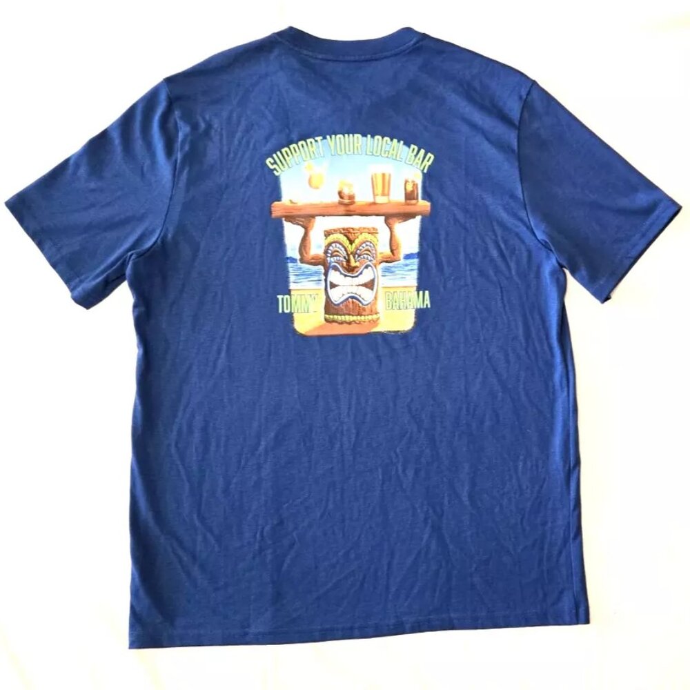 Men's TOMMY BAHAMA "Support Your Local Bar" Blue T-shirt.  Sz. Small. NWT